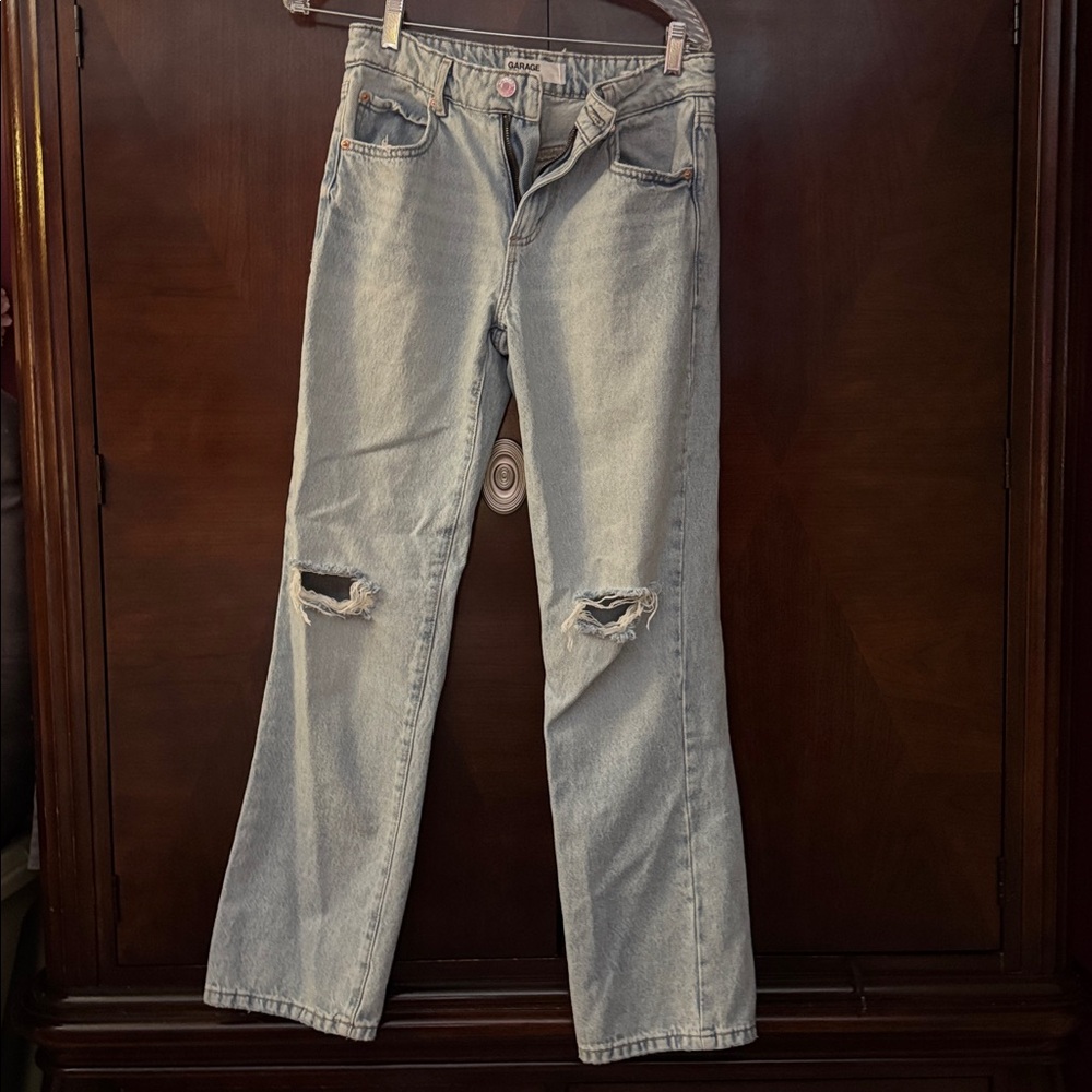 Distressed Light Blue Jeans by Garage